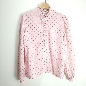 Vintage Koret USA Pink Frilly Ditsy Leaves Blouse